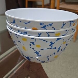 Sur La Table Blue and Yellow Floral Bowls